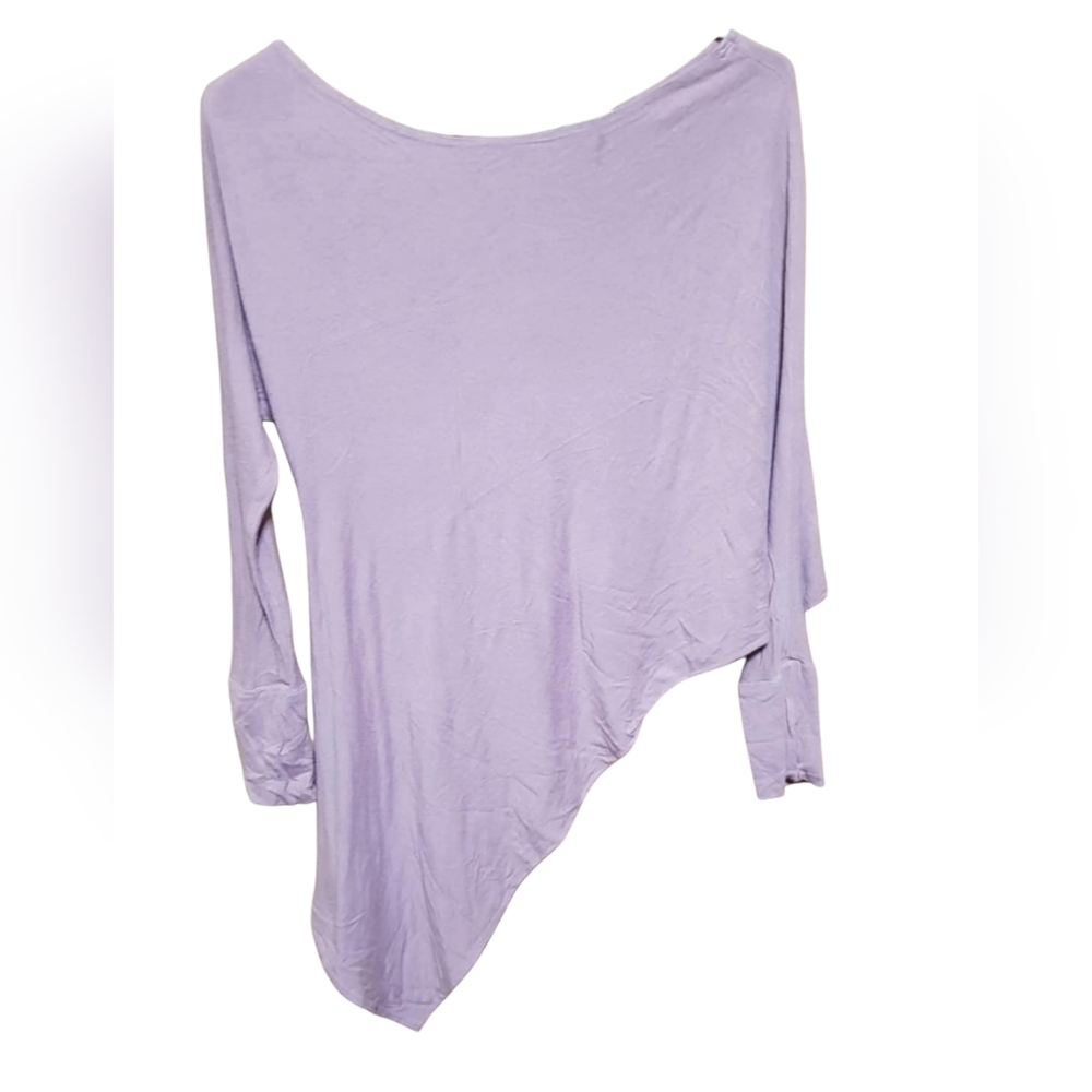 Vintage Assymetrical Lavender Boat Neck 3/4 Sleeve Blouse